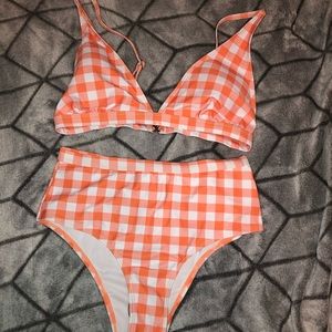 2 piece bikini never worn gingham style